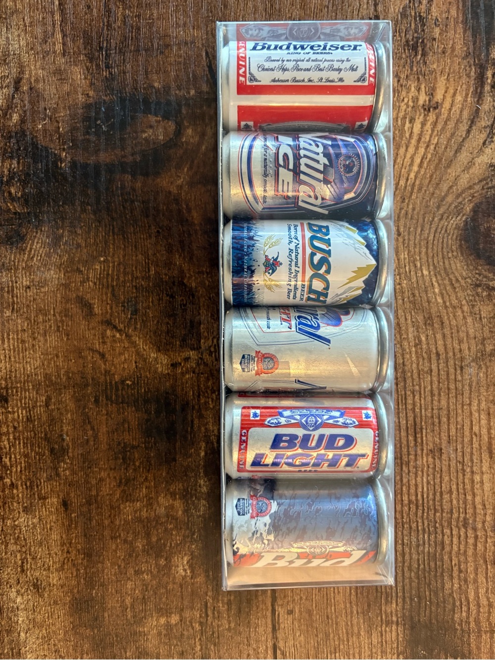 Vintage mini Budweiser & Bud Light Metal Can Set
